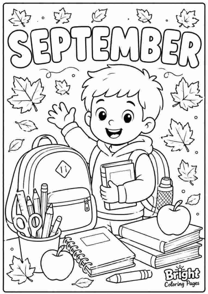 September Coloring Page for kids