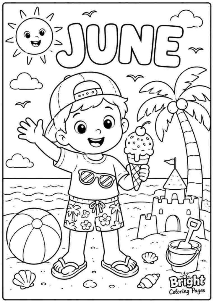 June Coloring Page for kids