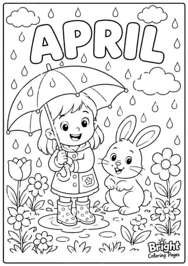 April Coloring Page for kids