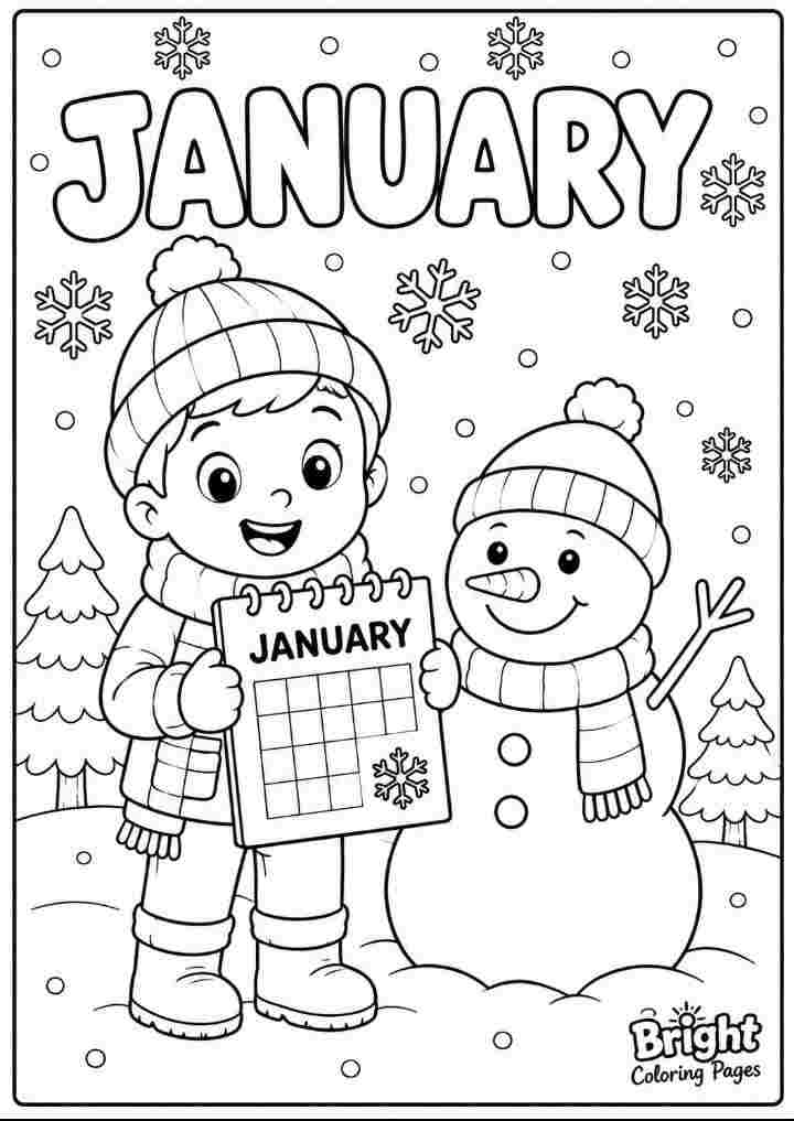 January Coloring Page for kids