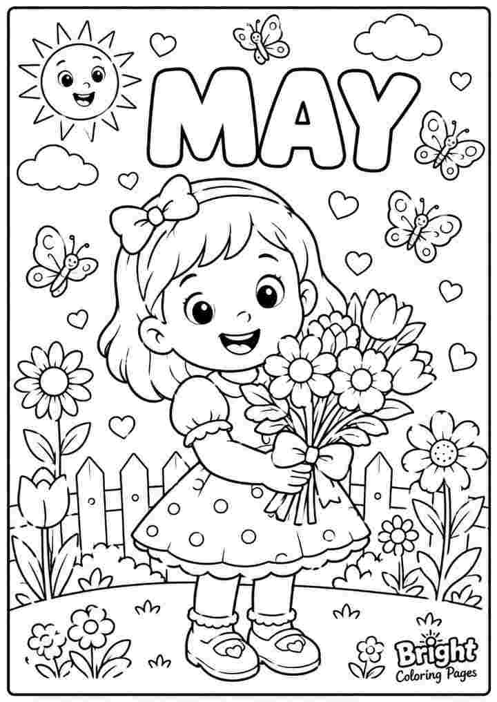 May Coloring Page for kids