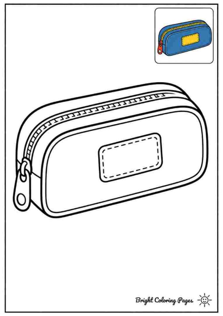Pencil Case Coloring Page for kids