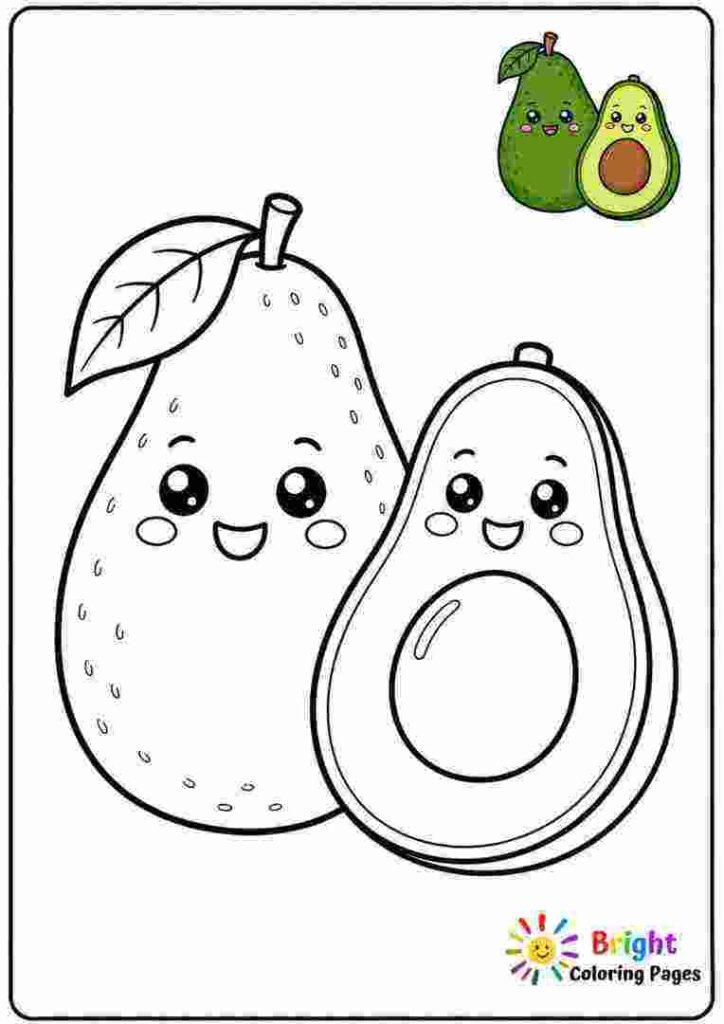 Avocado Coloring Page