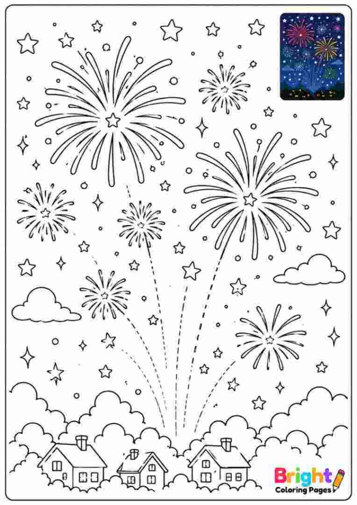 Firework Sky With Stars