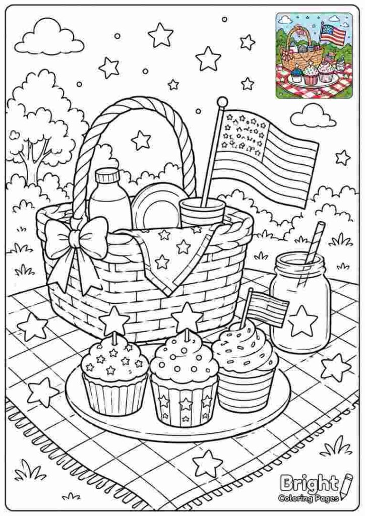 Patriotic Picnic Coloring Page