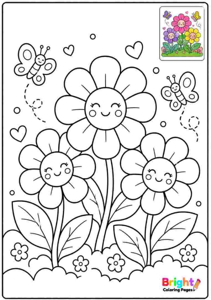Peaceful Garden Flowers Coloring Pages