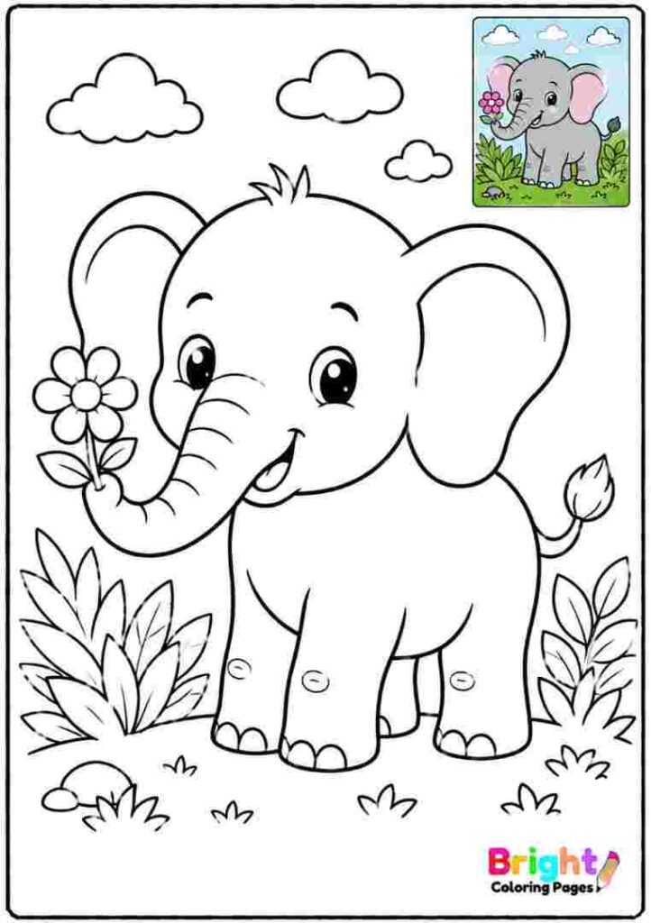 Gentle Elephant Coloring Pages For Kids 