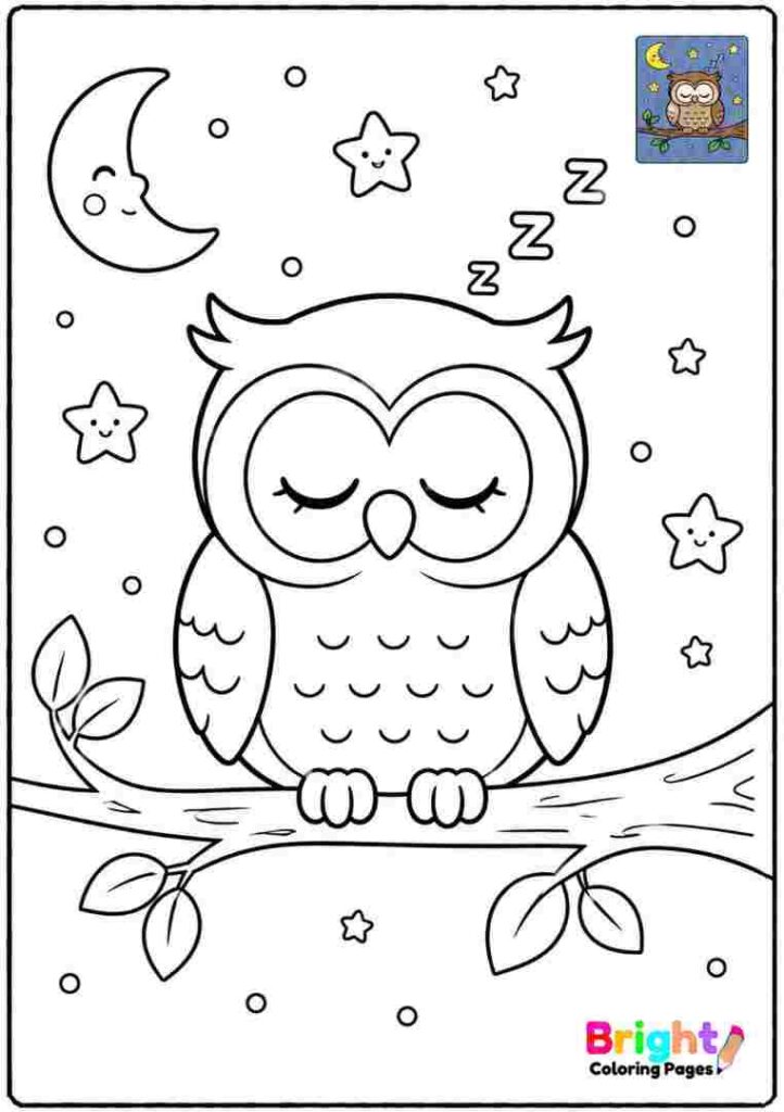 Sleepy Owl on a Branch