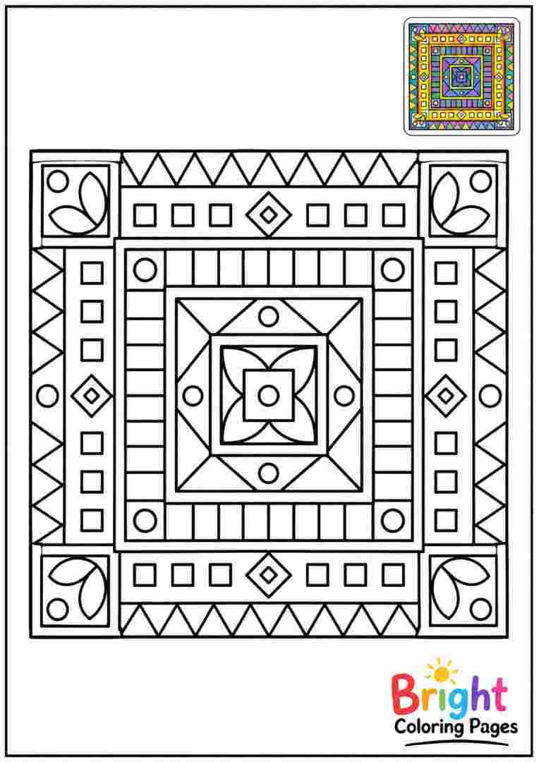 Square Garden Pattern coloring page