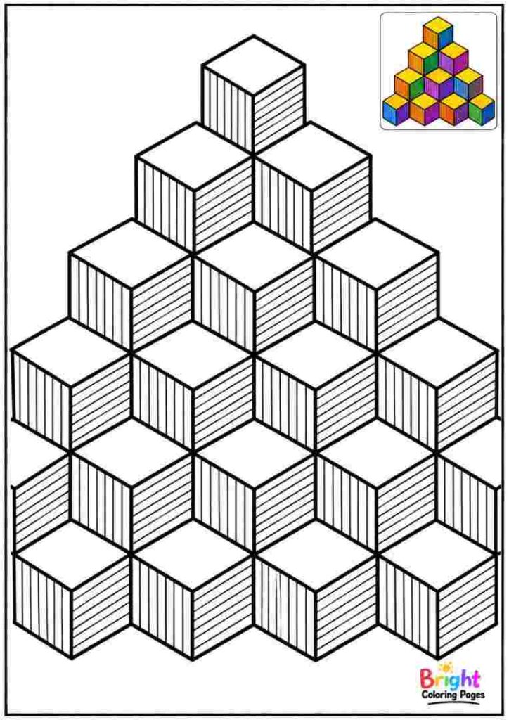 Cube Stack Pattern coloring page