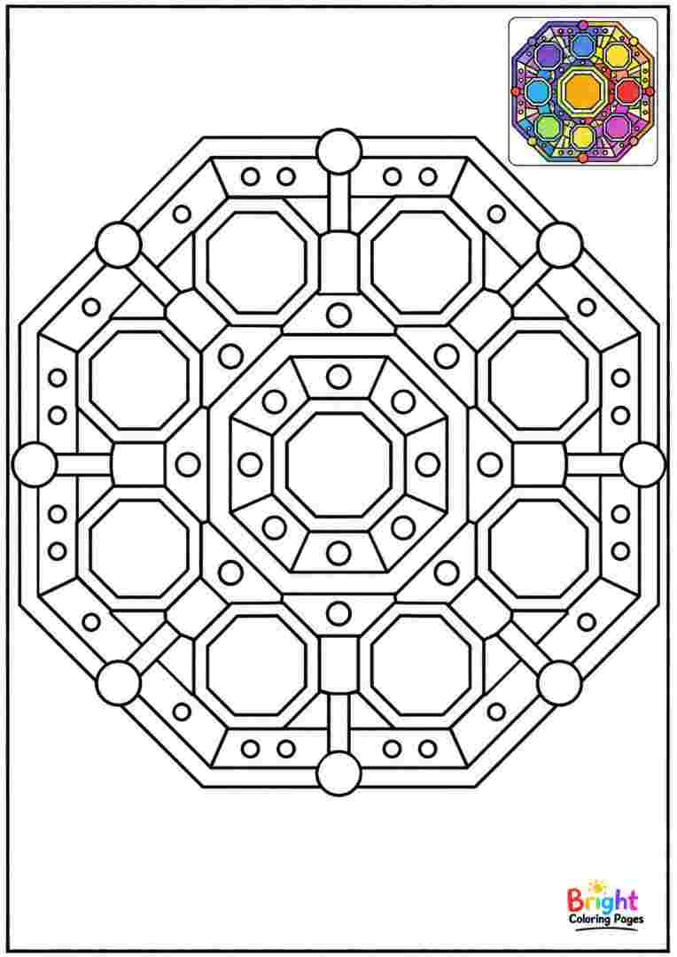 Octagon Orbit Pattern coloring page