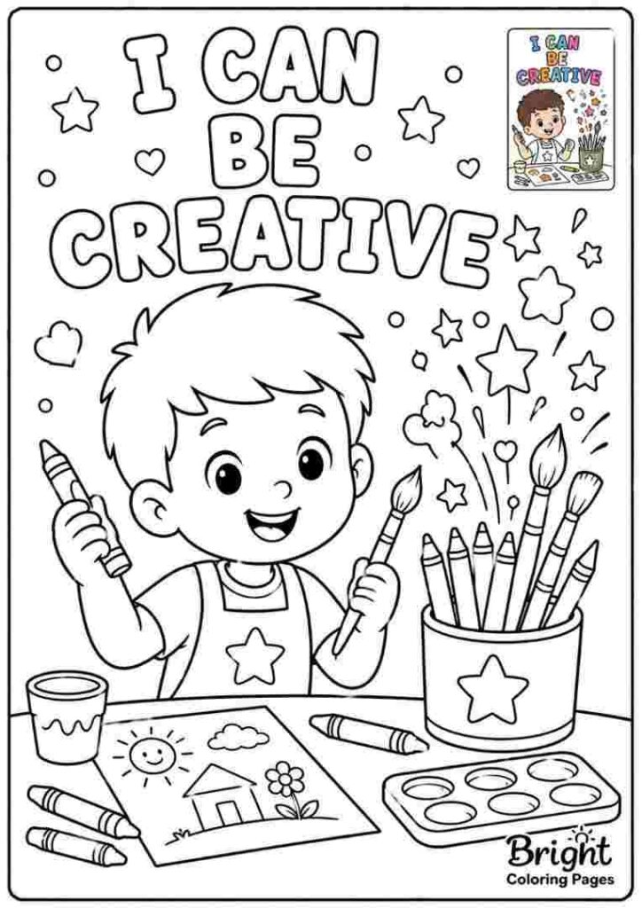 I can be creative - Positive Affirmations Coloring Pages For Kids 