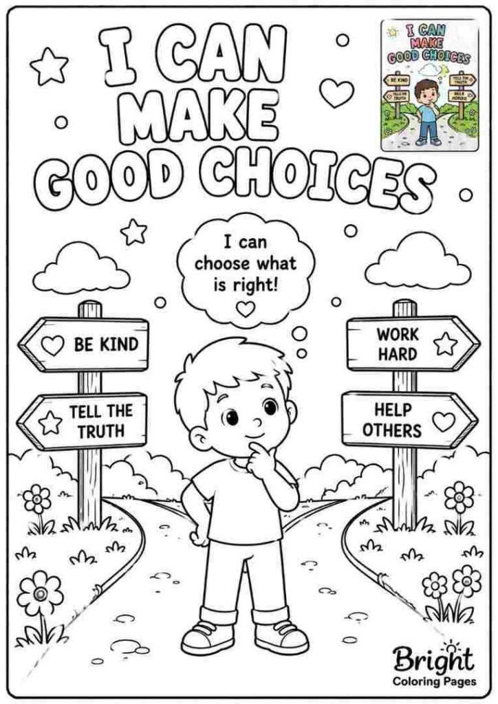 I can make good choices - Positive Affirmations Coloring Pages For Kids 