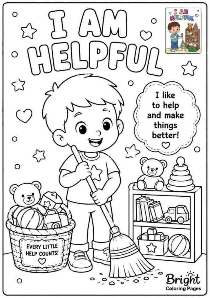 I am helpful - Positive Affirmations Coloring Pages For Kids 
