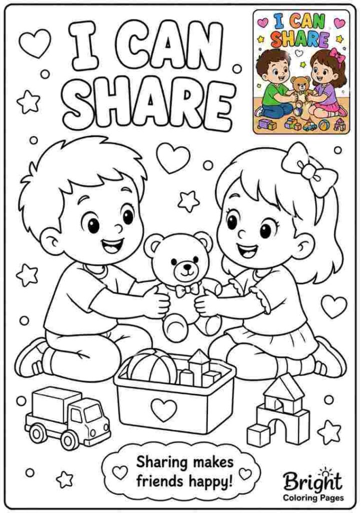 I can share - Positive Affirmations Coloring Pages For Kids 