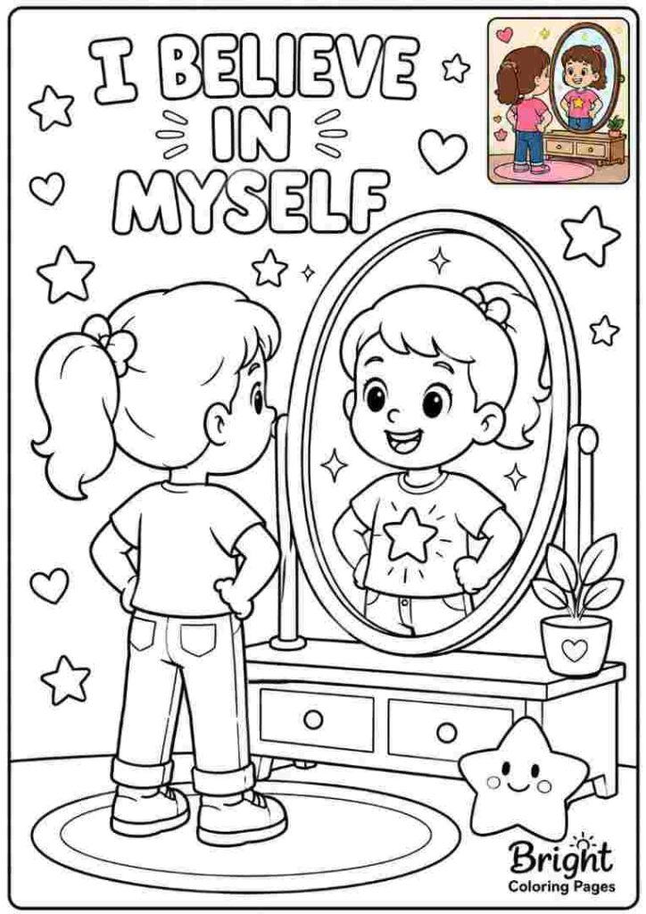 I believe in myself - Positive Affirmations Coloring Pages For Kids 