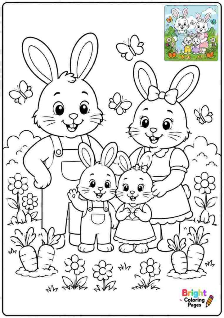 Bunny Family In The Garden