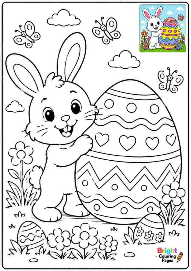 Bunny With Giant Easter Egg coloring page 