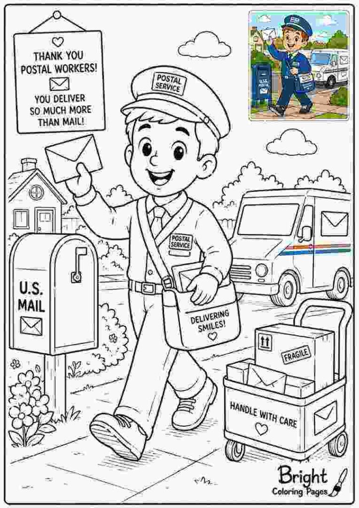 Postal Worker Coloring Page