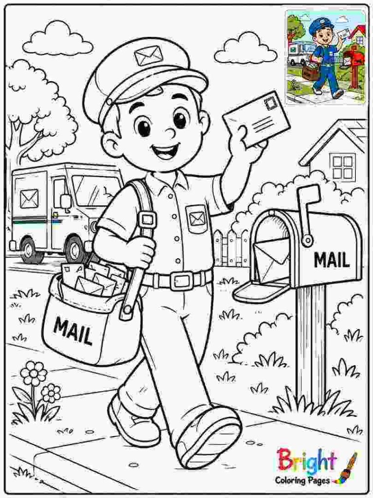 Mail Carrier Coloring Page