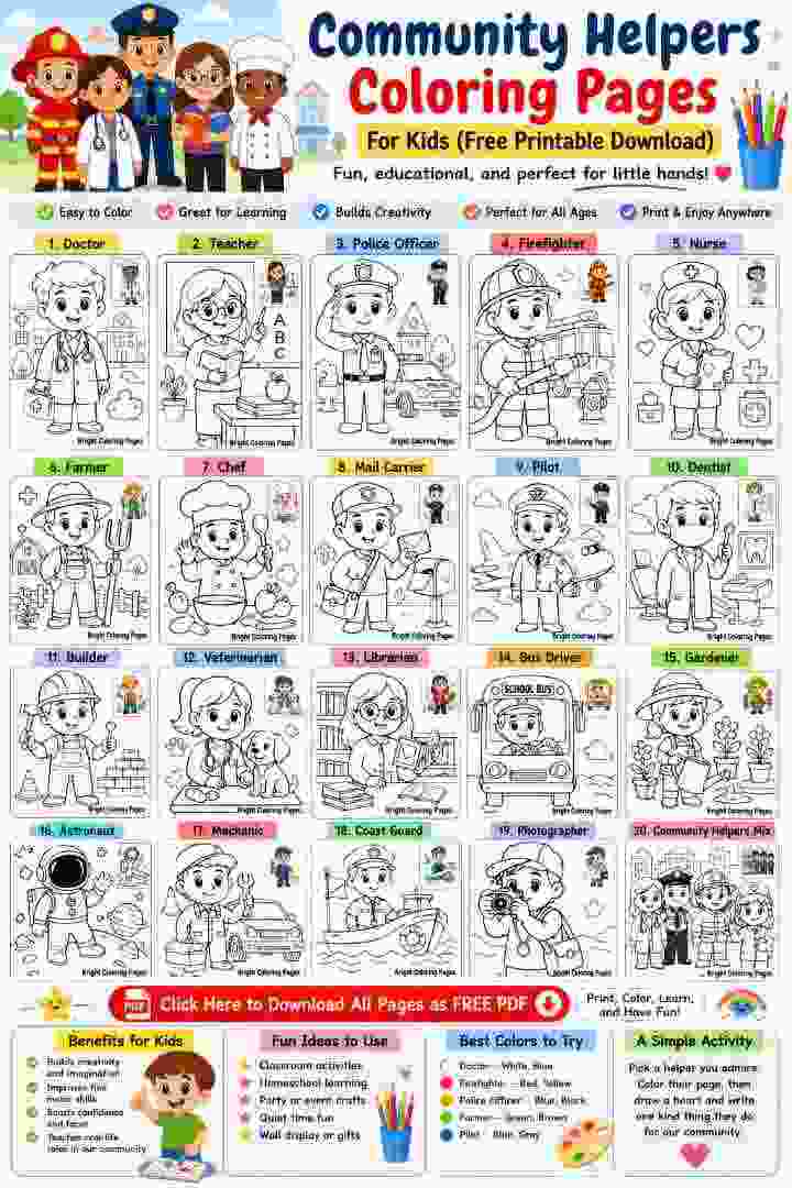 20 Community Helpers Coloring Pages For Kids (Free Printable Download)