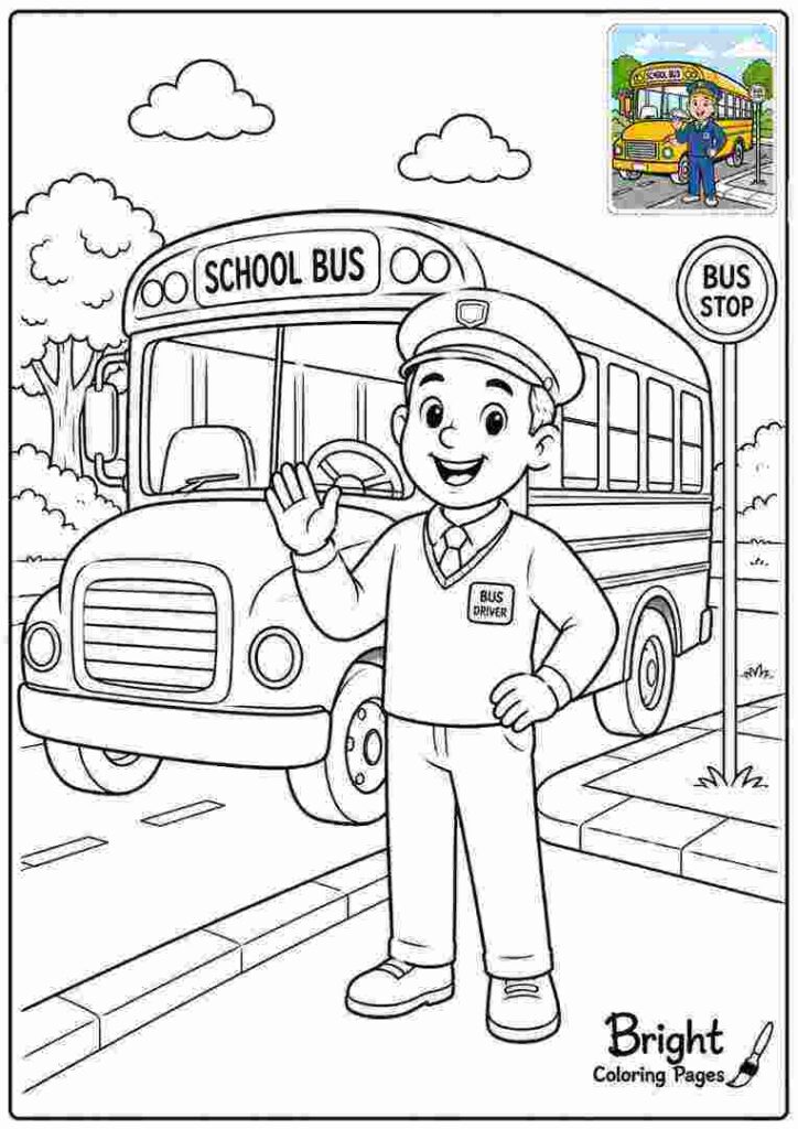 Bus Driver Coloring Page