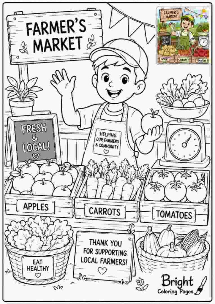 Farmer’s Market Helper Coloring Page