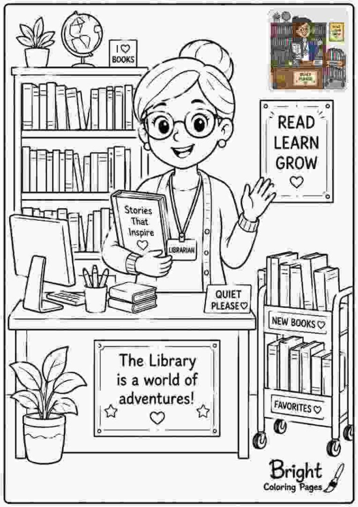 Librarian Coloring Page