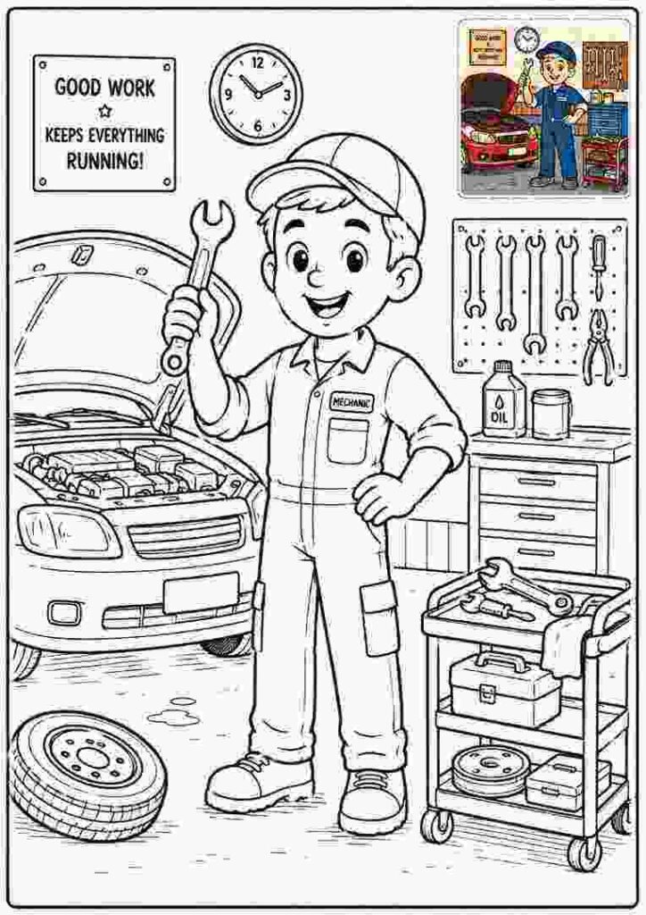 Mechanic Coloring Page