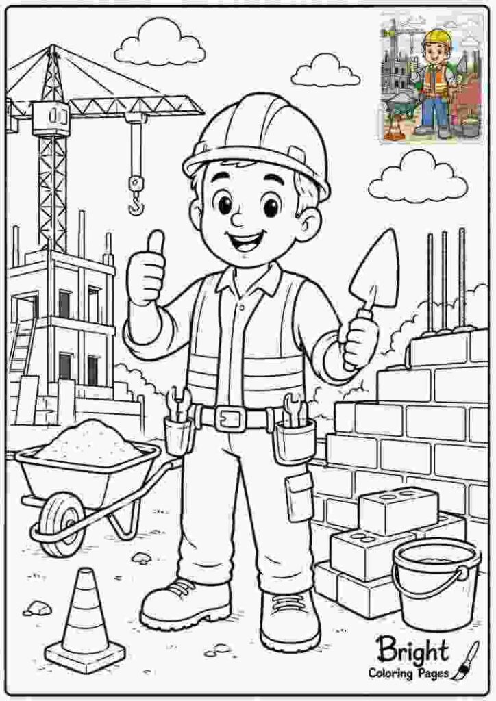 Construction Worker Coloring Page