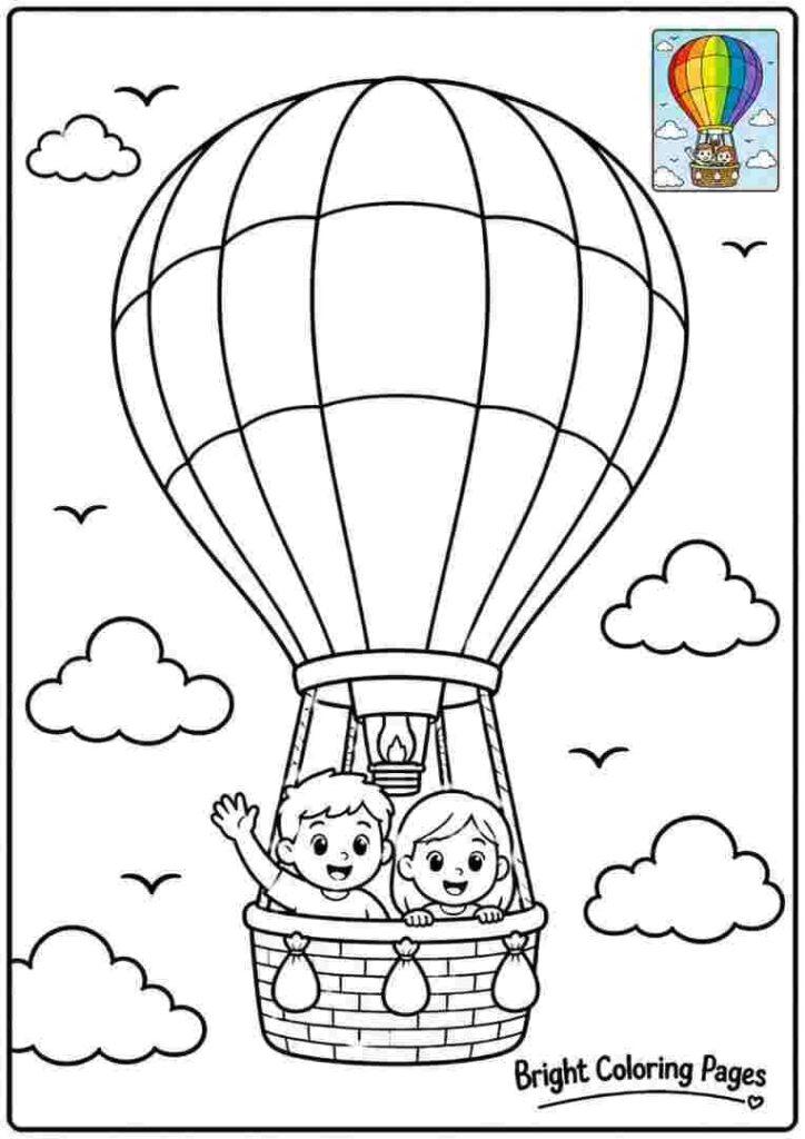 Hot Air Balloon Coloring Page