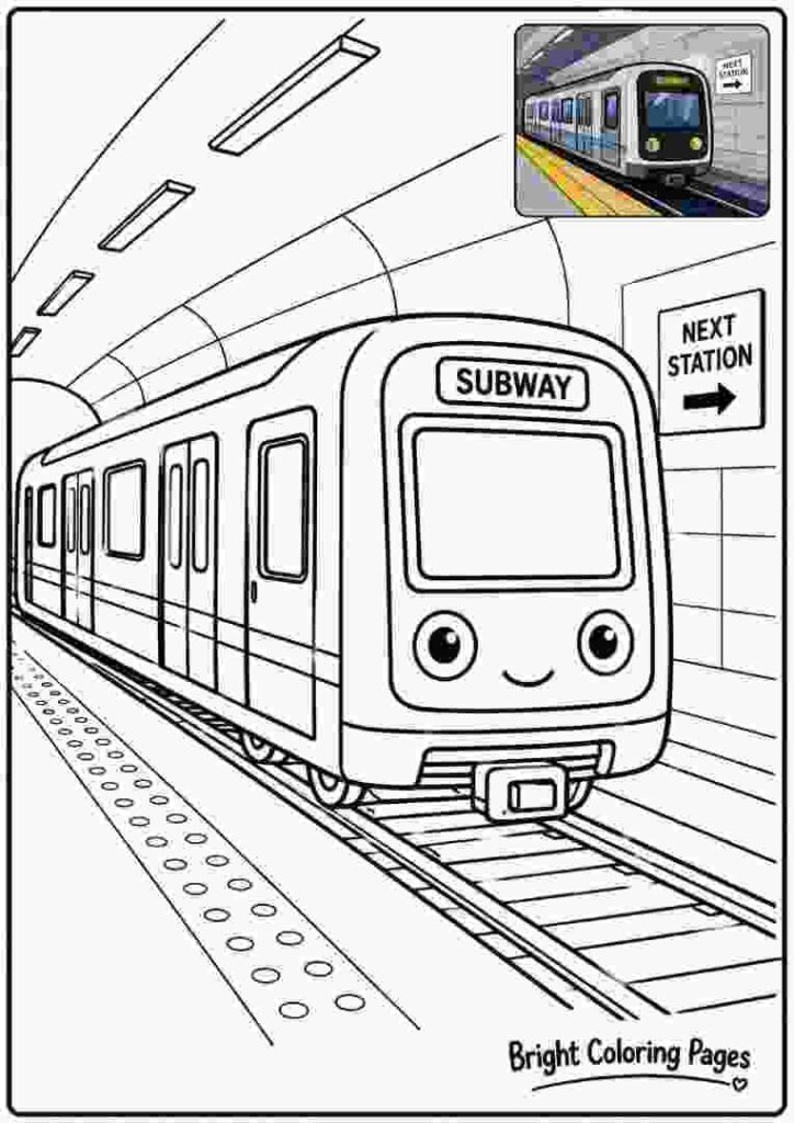 Subway Train Coloring Page