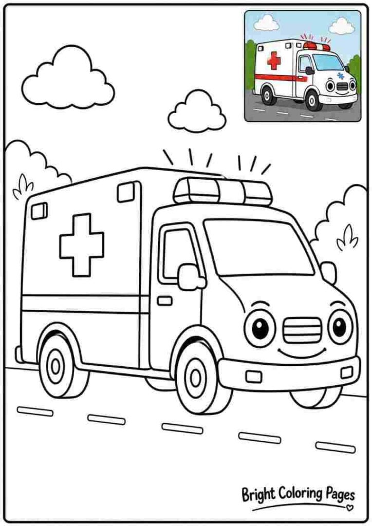 Ambulance Coloring Page