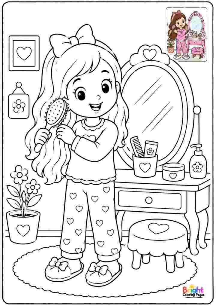 Girl Brushing Her Hair