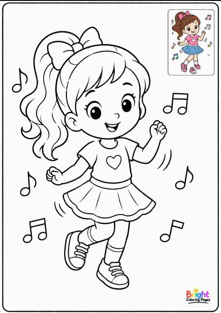Girl Dancing Happily coloring page 