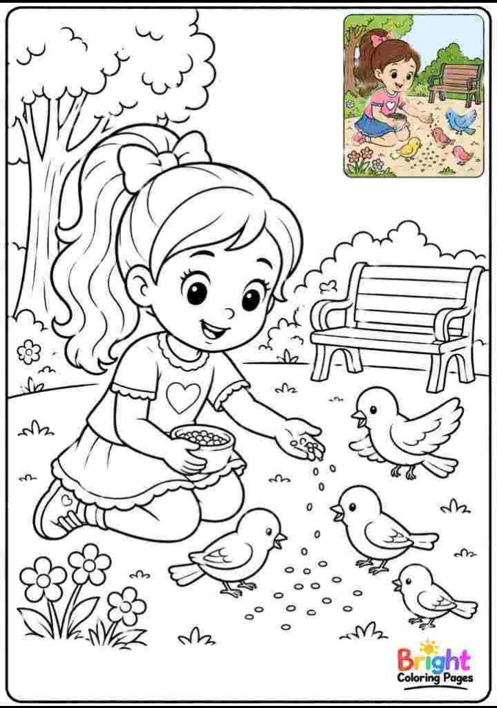 Girl Feeding Birds