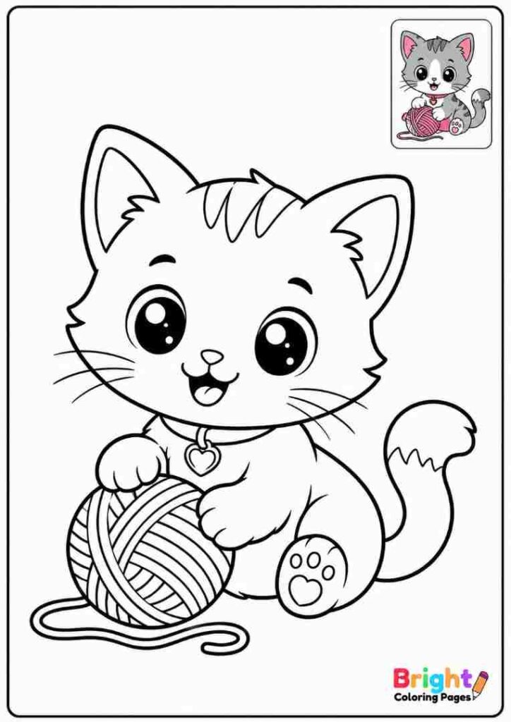 Kawaii Kitten Coloring Page