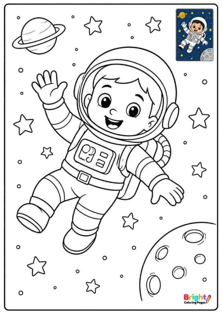 Happy Astronaut Floating In Space