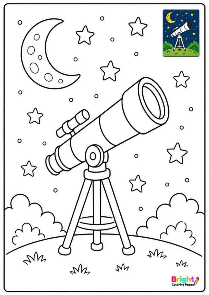 Telescope Looking At The Night Sky