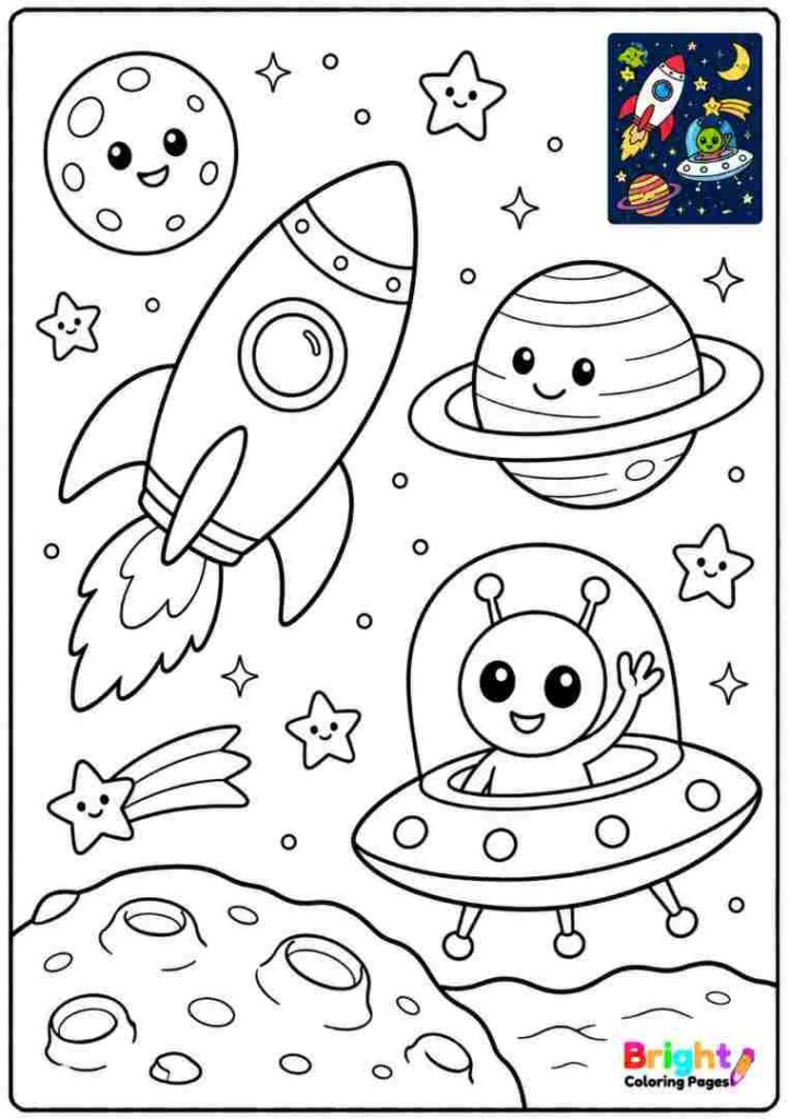 Outer Space Scene With Everything Kids Love