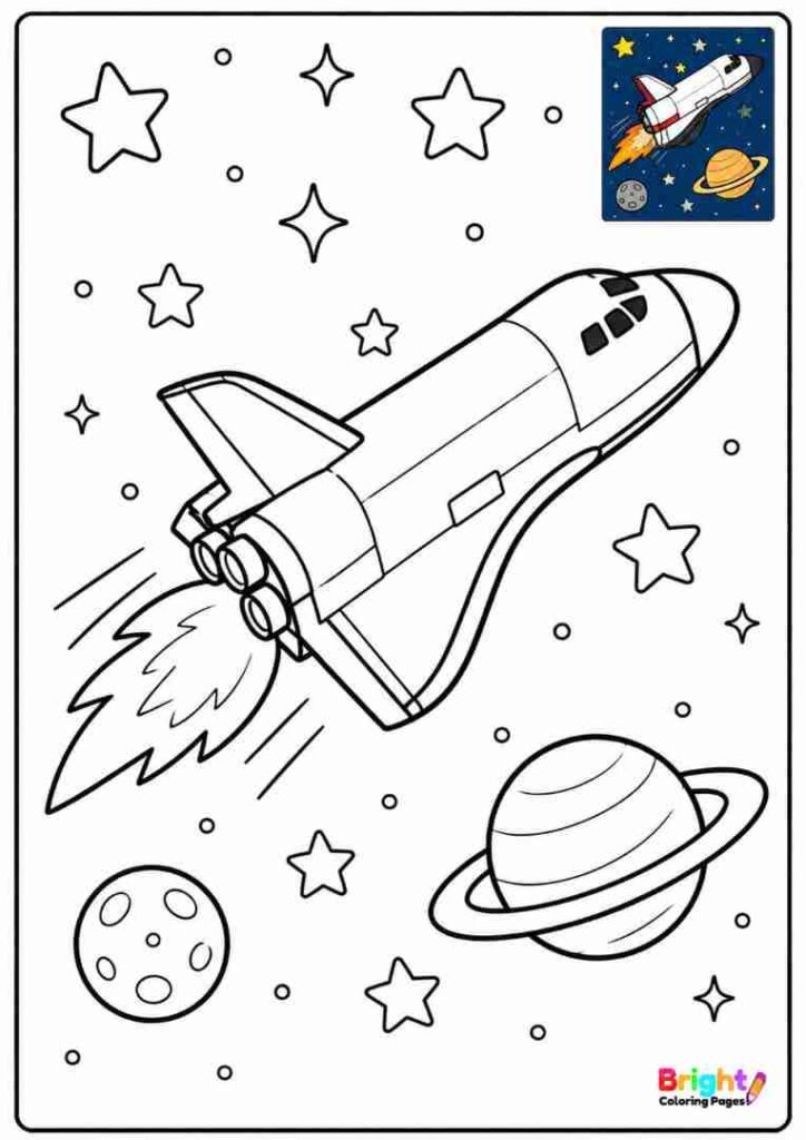 Space Shuttle Flying Past The Stars