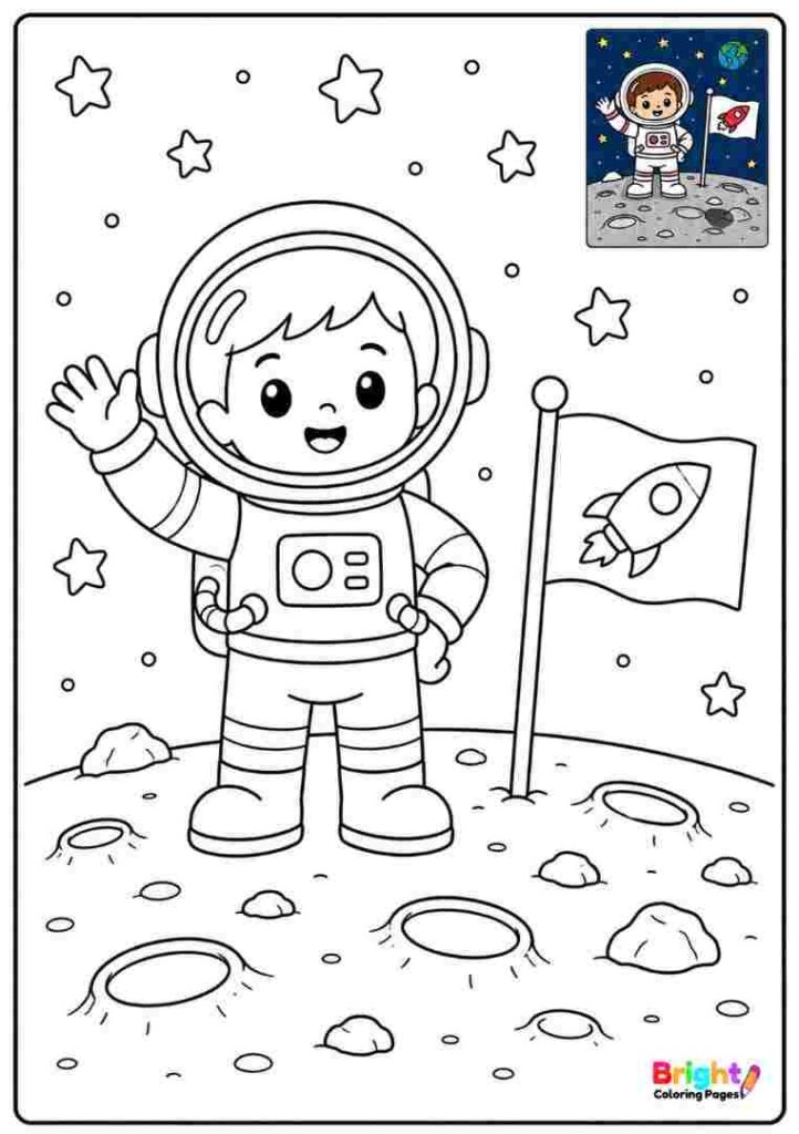 Kid Astronaut On The Moon