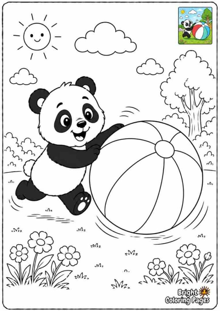 Panda Playing with a Giant Beach Ball