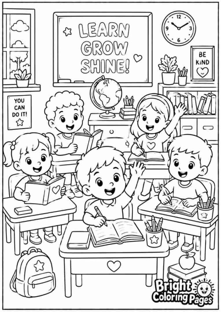 Busy Classroom coloring page