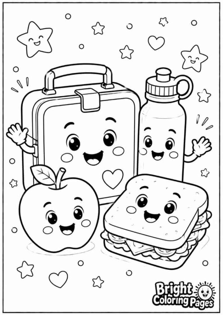 School Lunch Friends coloring page