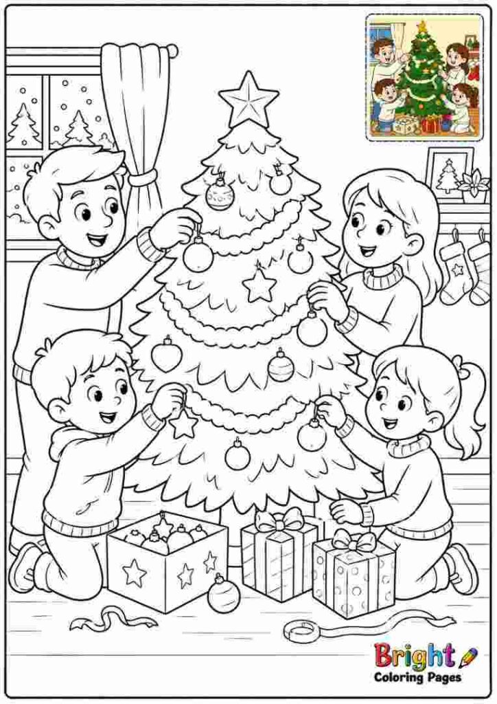 Family Decorating the Tree
