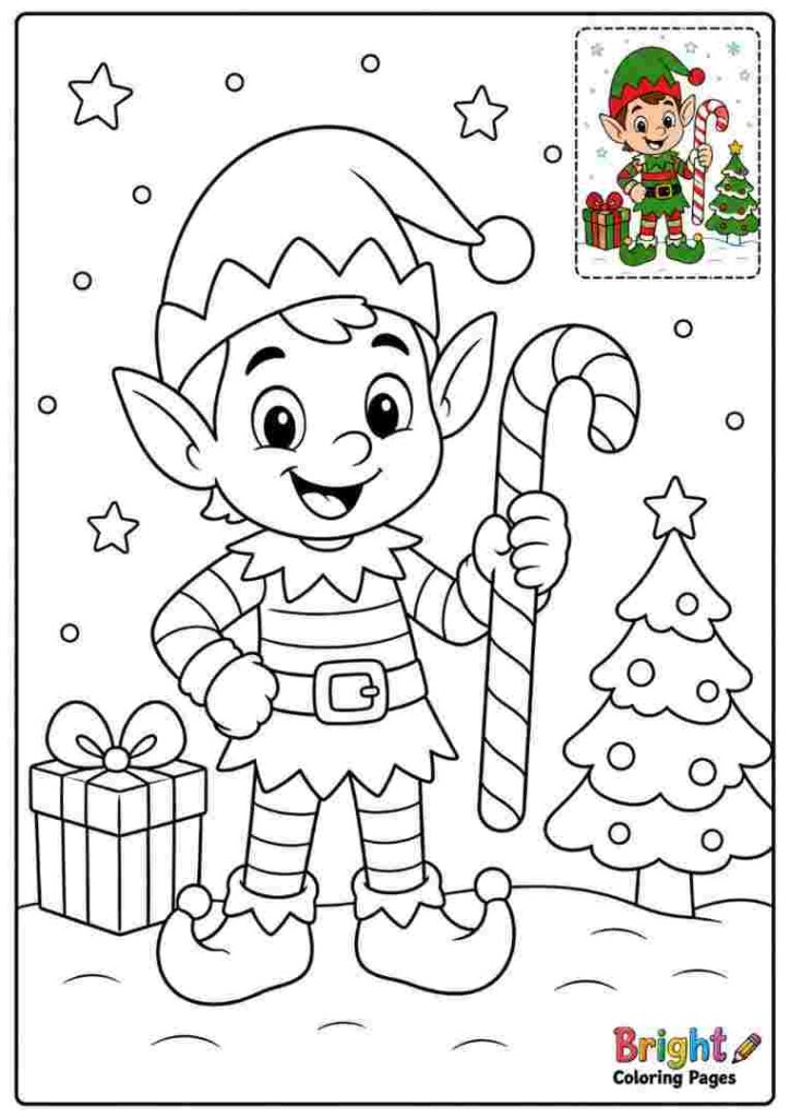 Christmas Elf with Candy Cane