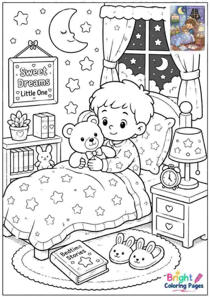 Joyful Bedtime Coloring Page