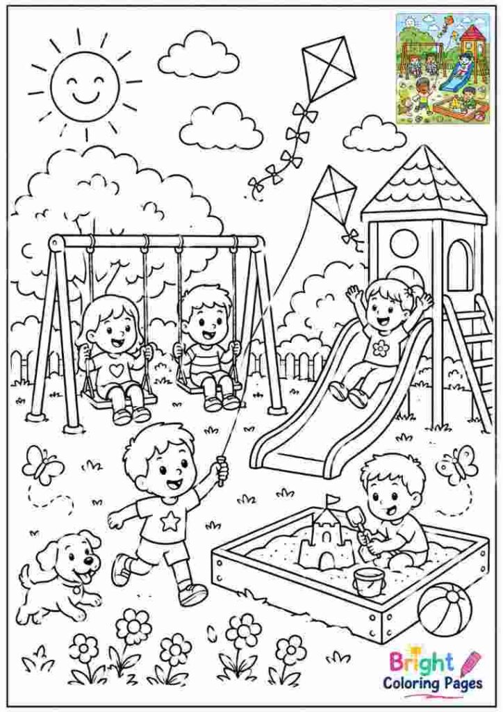 Happy Playground Coloring Page