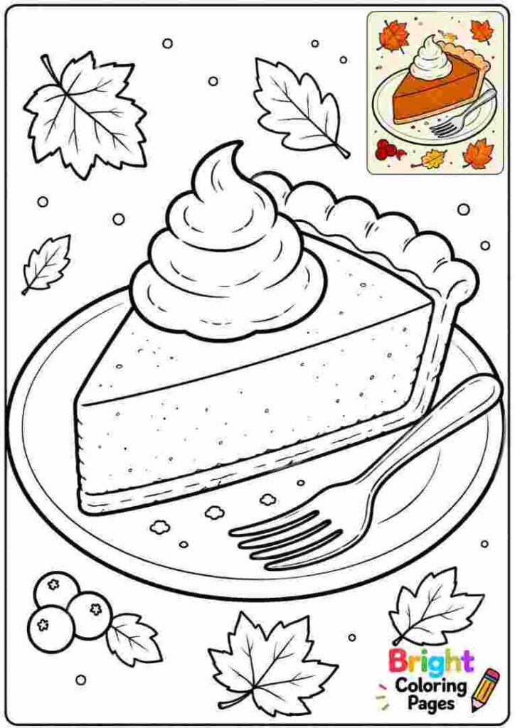 Slice of Pumpkin Pie coloring page for kids 